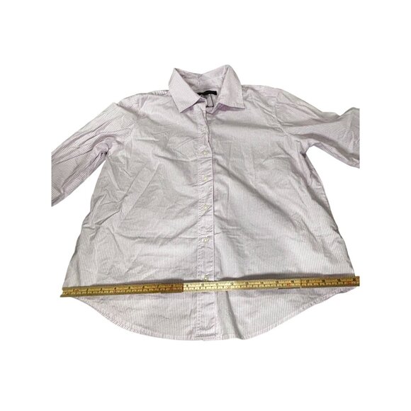 Banana Republic Womens Striped Button-Down Shirt S Petite Purple & White - Picture 8 of 9